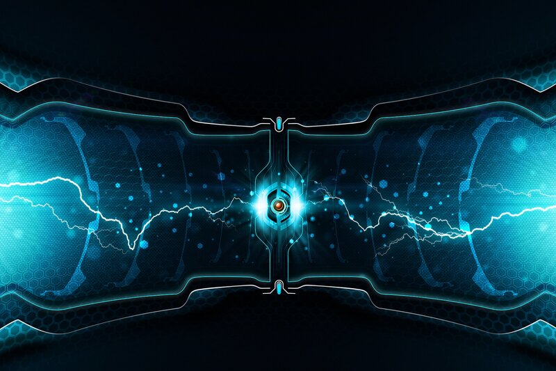Blue Energy Core — Dramatic, Digital Art