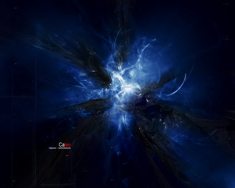 Blue Energy Explosion — Dramatic, Digital Art, Light, Darkness, Black, White