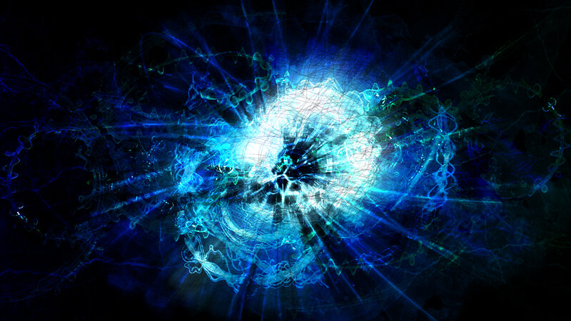 Blue Energy Explosion — Dramatic, Digital Art, Light, Particles