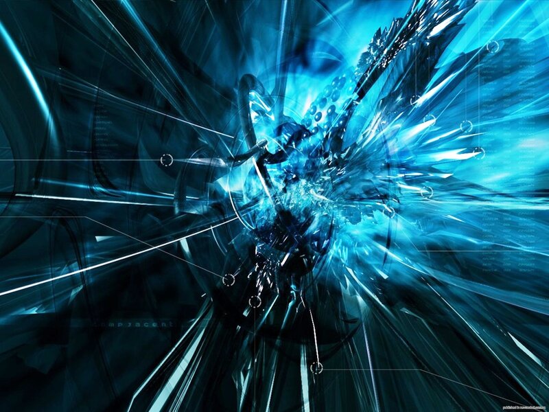 Blue Energy Explosion — Dramatic, Digital Art, Light Rays