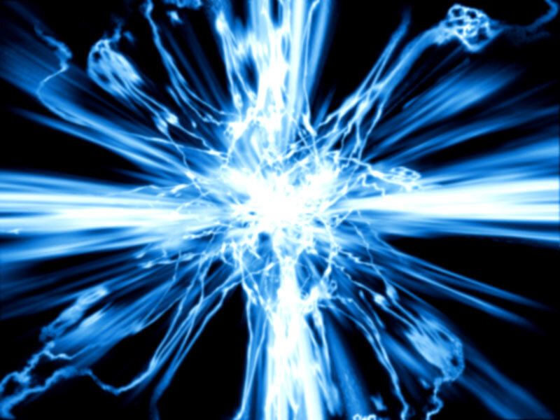 Blue Energy Explosion — Dramatic, Digital Art, Lightning, White
