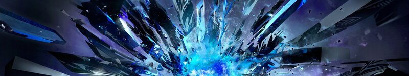 Blue Energy Explosion — Dramatic, Digital Art, Shards