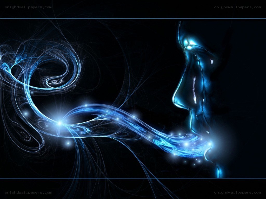 blue energy flowing from face