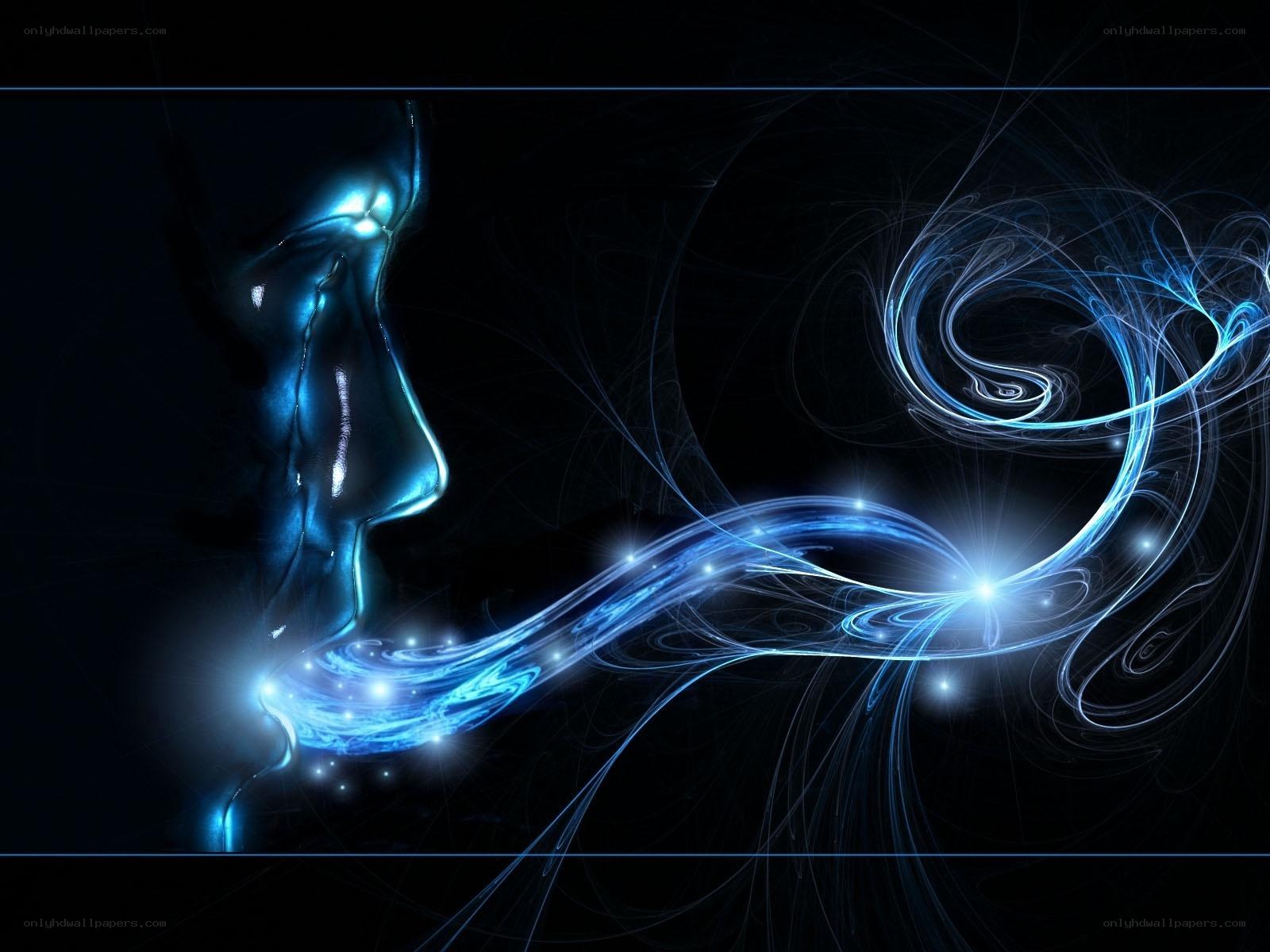 blue energy flowing from face