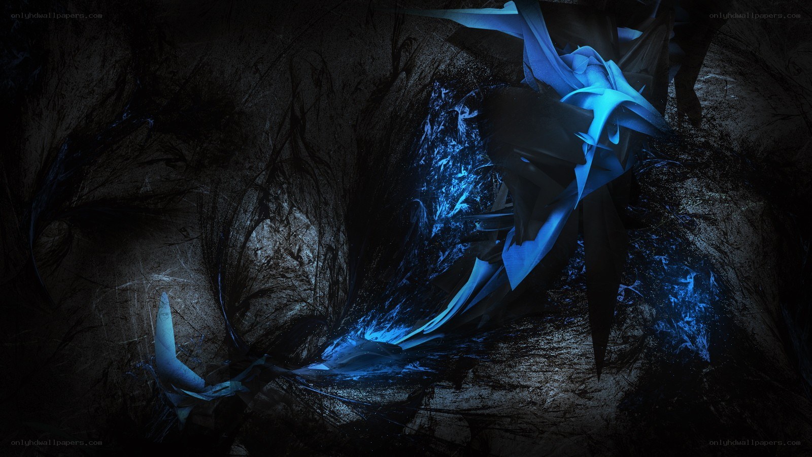 blue energy in dark cave