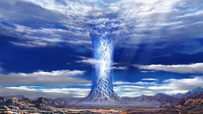 Blue Energy Pillar — Dramatic
