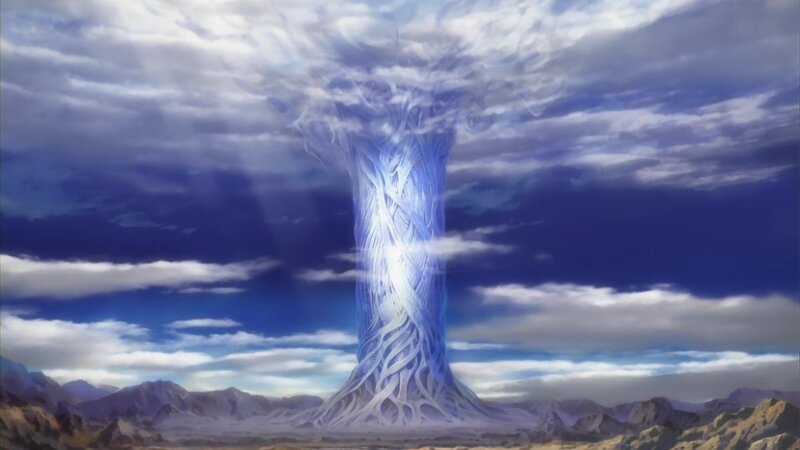blue energy pillar in desert