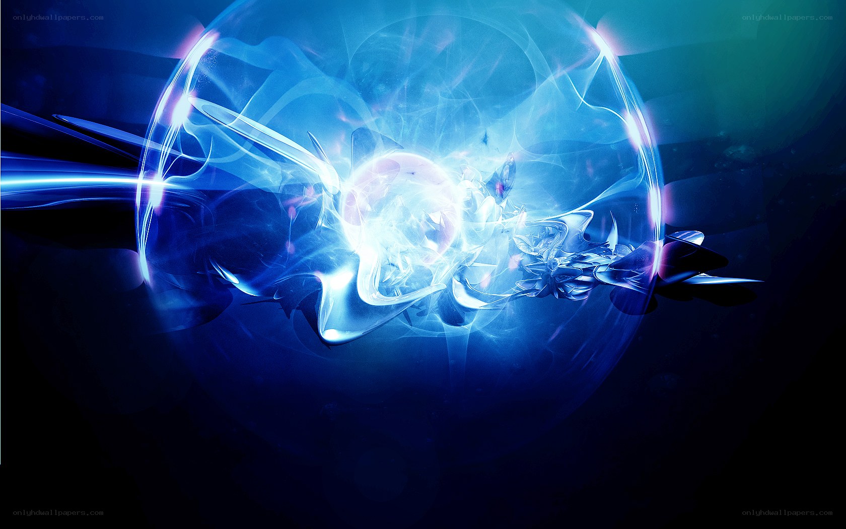 Blue energy sphere abstract