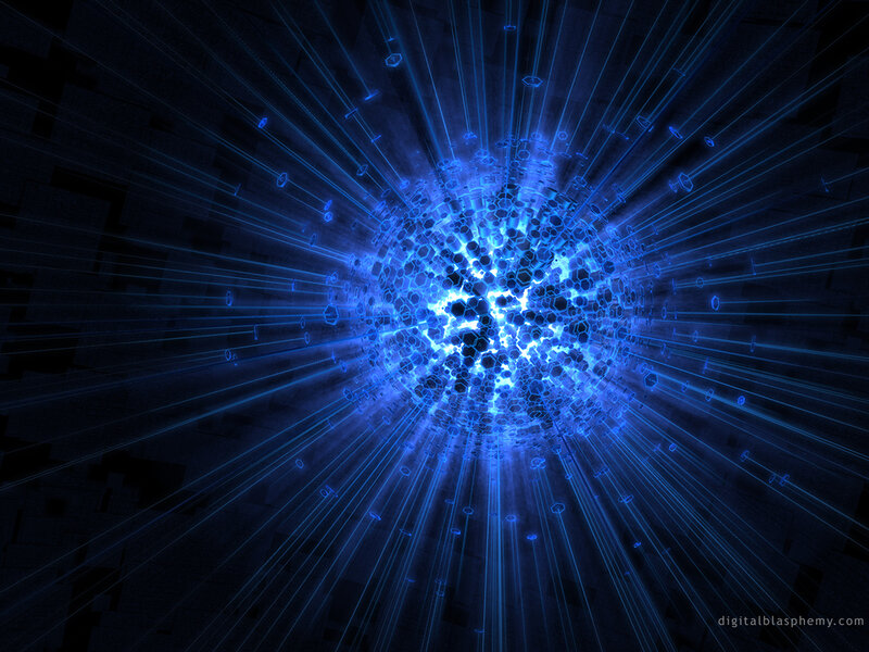 Blue Energy Sphere — Dramatic, Digital Art