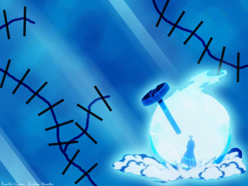Blue energy sphere with figure