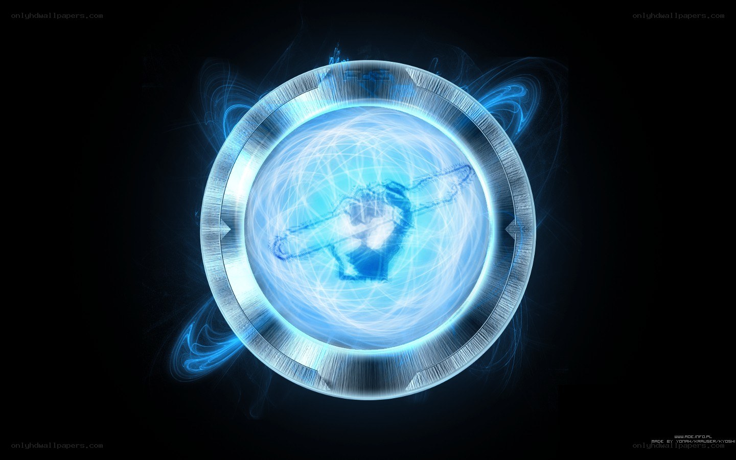 blue energy sphere with hand