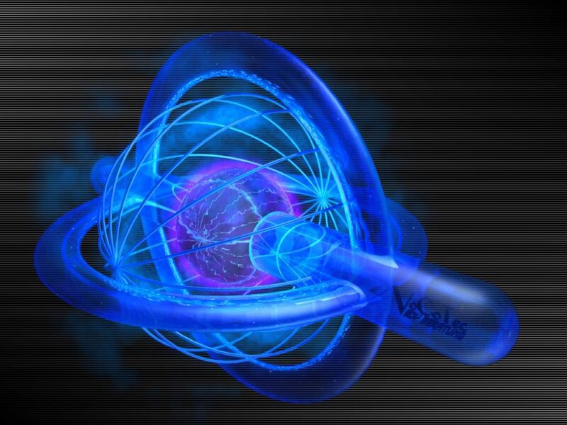 blue energy sphere with rings