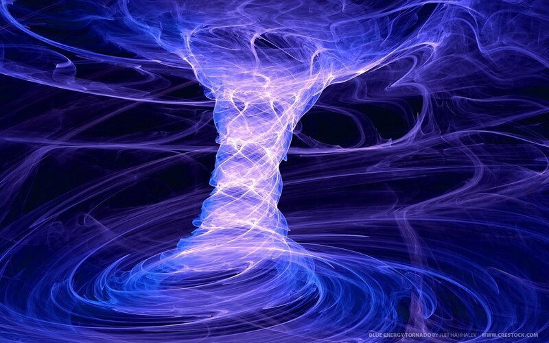 Blue Energy Tornado — Dramatic, Digital Art, Smoke