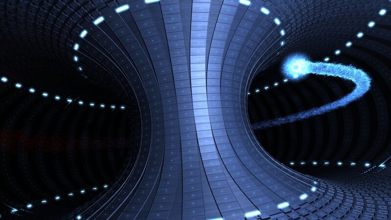 Blue Energy Trail in Tunnel — Futuristic, 3d Render, Energy Trail