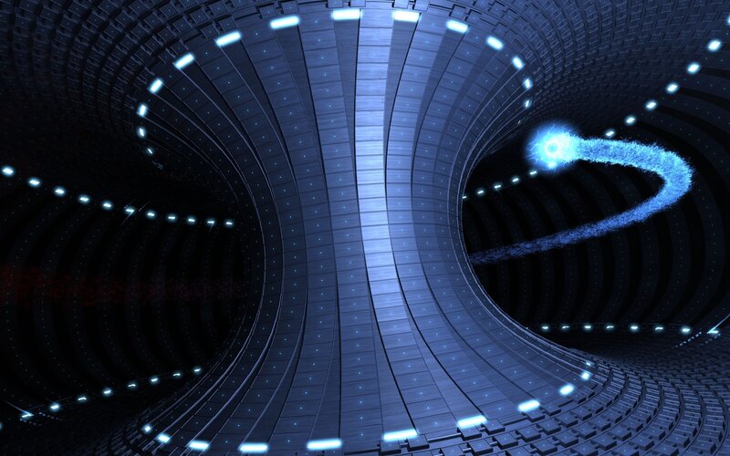 Blue Energy Trail in Tunnel — Futuristic, 3d Render