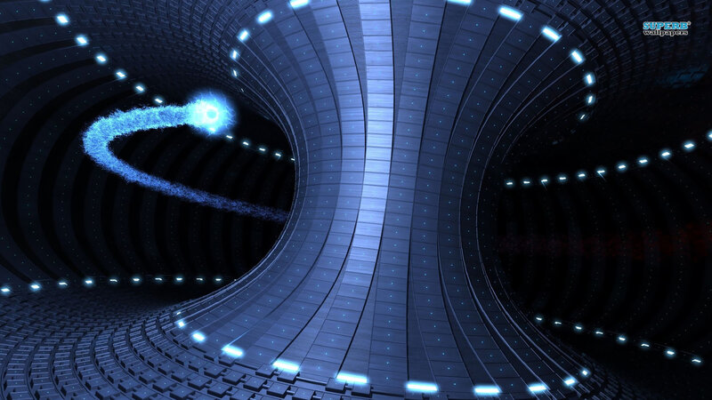 Blue Energy Trail in Tunnel — Futuristic, Digital Art