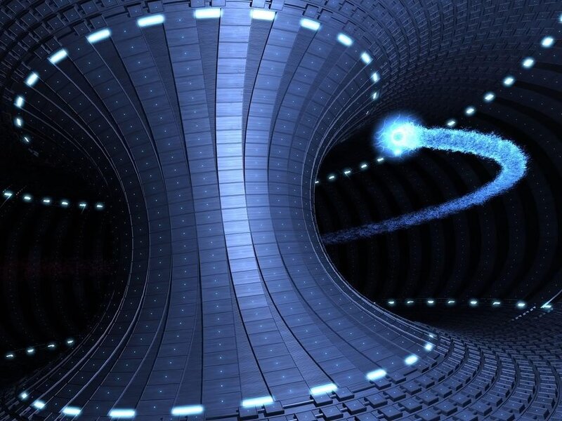 Blue Energy Trail in Tunnel — Futuristic