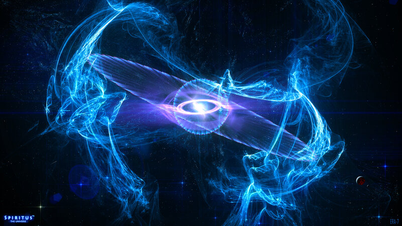 Blue Energy Vortex — Cosmic, Night, Digital Art