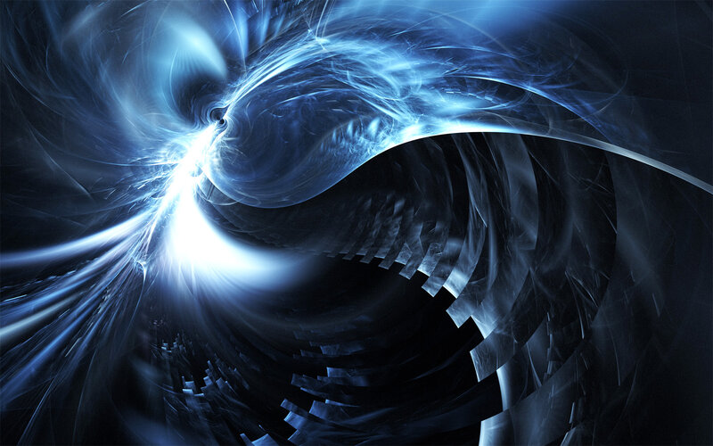 Blue Energy Vortex — Dramatic, Digital Art, Light, Tunnel, Fractal