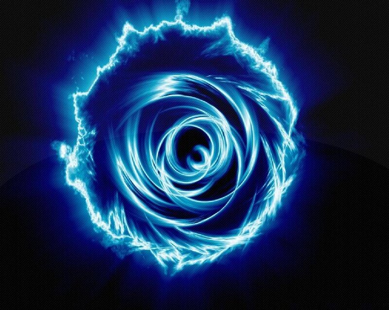 Blue Energy Vortex — Dramatic, Digital Art, Spiral, Light, Black