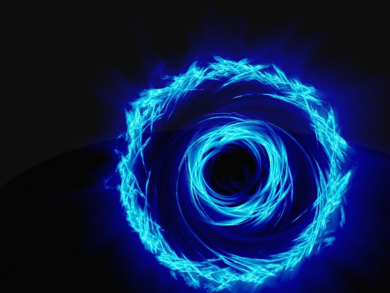 Blue Energy Vortex — Dramatic, Digital Art, Spiral, Light, Darkness, Black