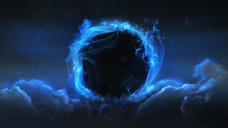 Blue Energy Vortex — Dramatic, Night, Digital Art