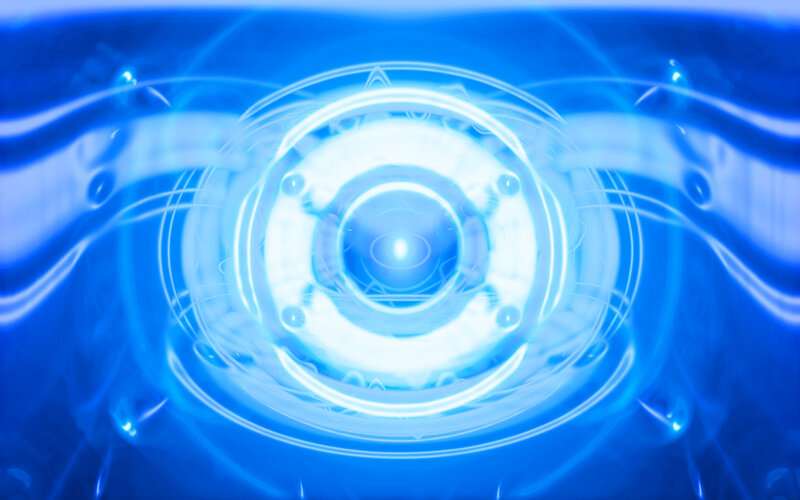 Blue Energy Vortex — Energetic, Digital Art, Light, Circles, Glow