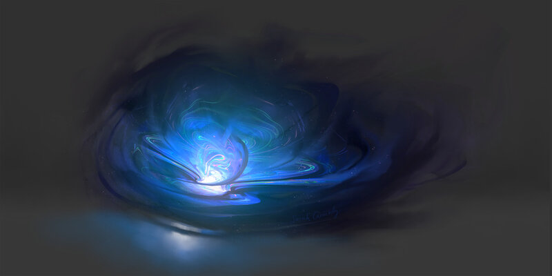 Blue Energy Vortex — Mysterious, Digital Art, Light