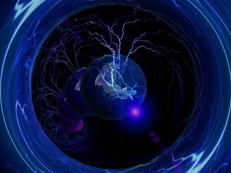 blue energy vortex with lightning