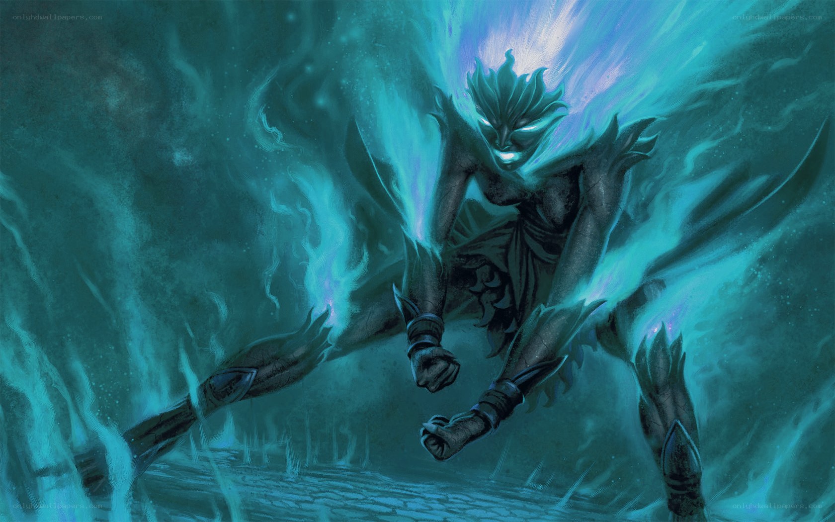 blue energy warrior in motion
