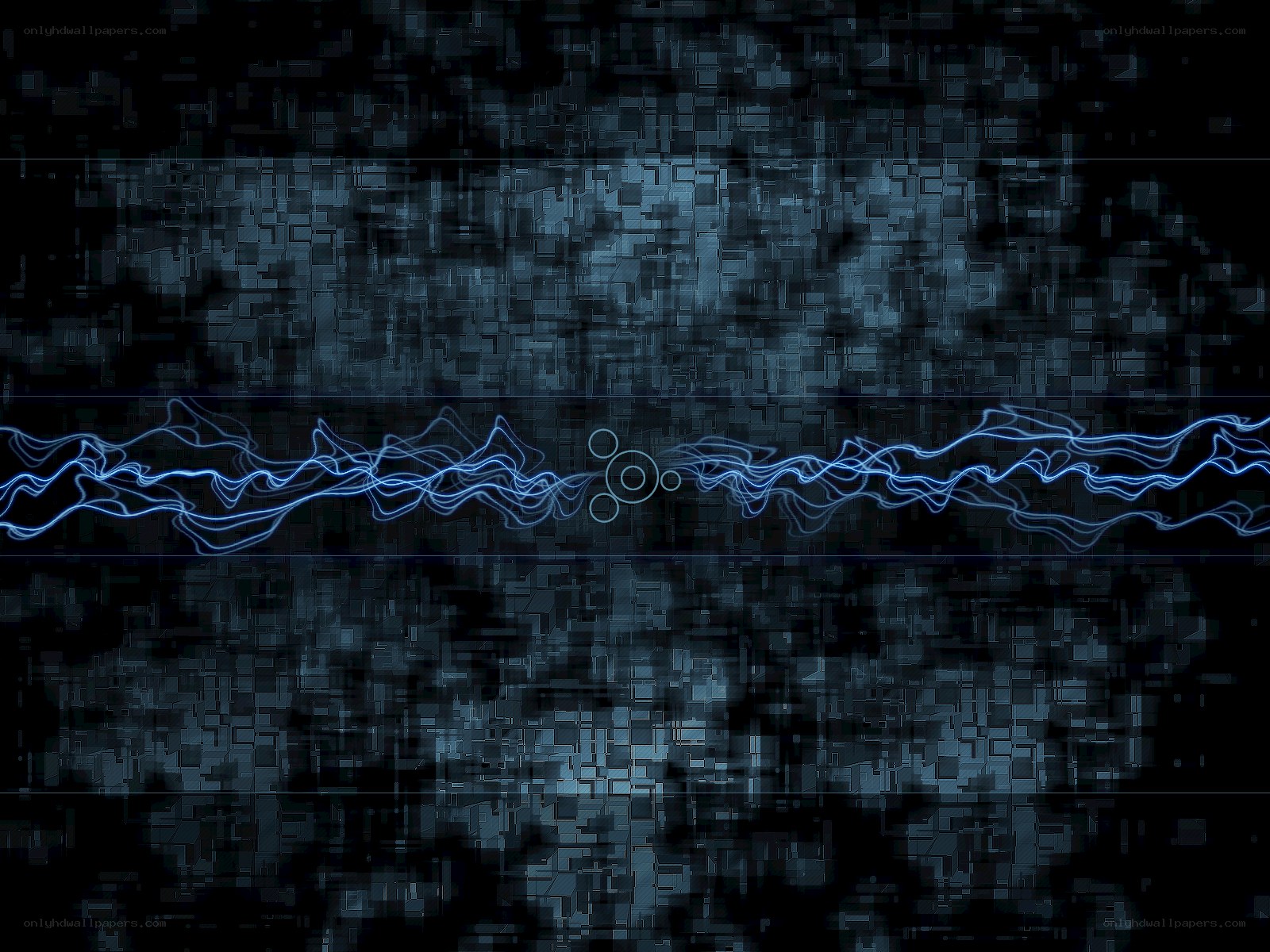 blue energy wave on dark grid