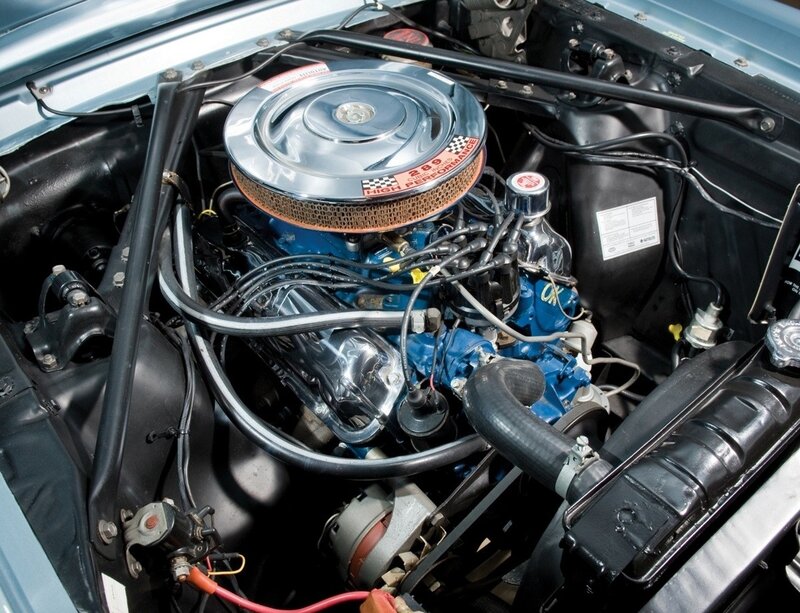 blue engine in car