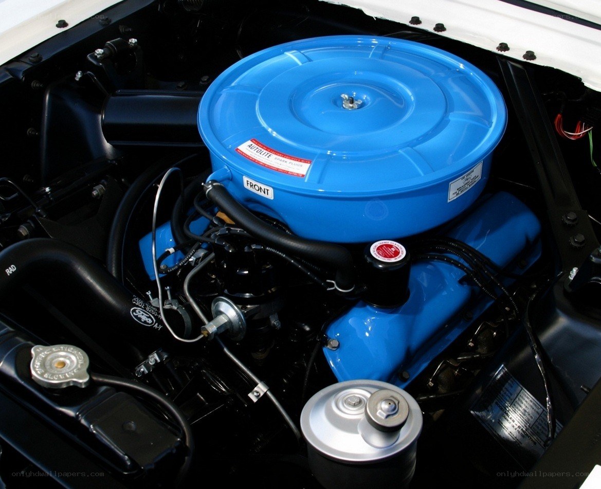 blue engine in car hood