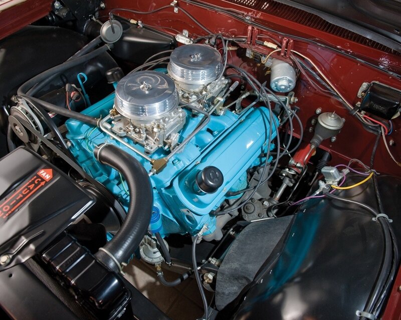 Blue Engine in Car — Mechanical, Photograph, Wires