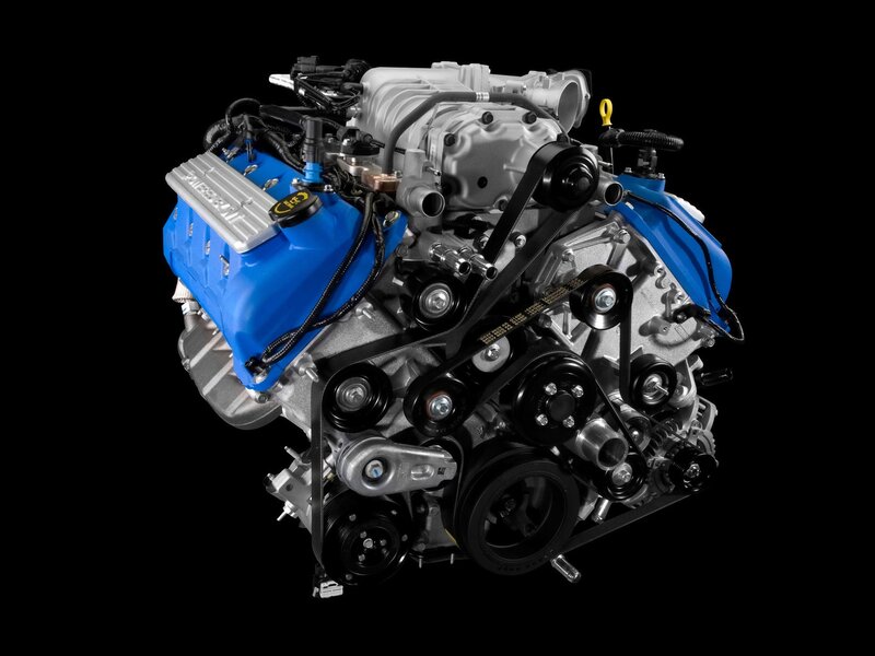 blue engine with supercharger