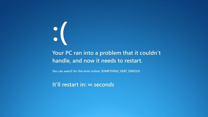 Blue Error Screen — Neutral, Digital Art, Sad Face, Error Message