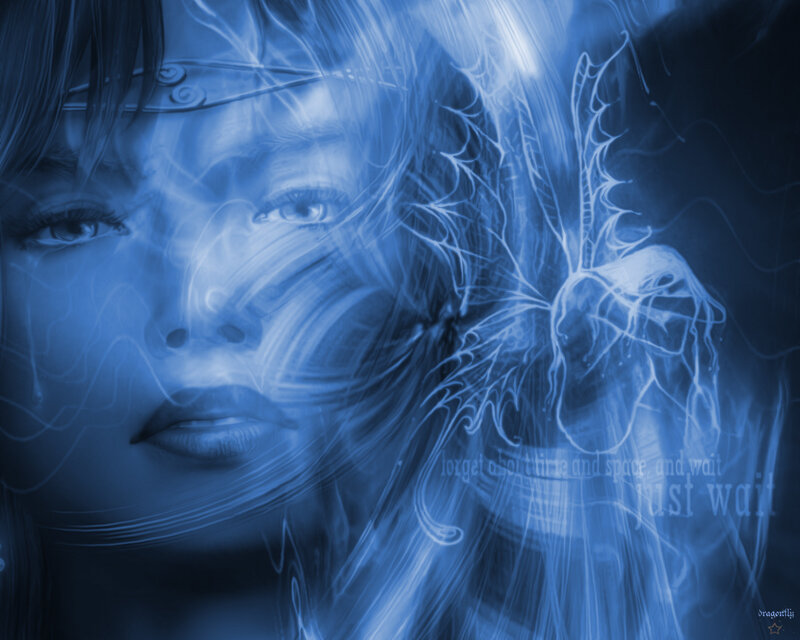 blue ethereal woman portrait
