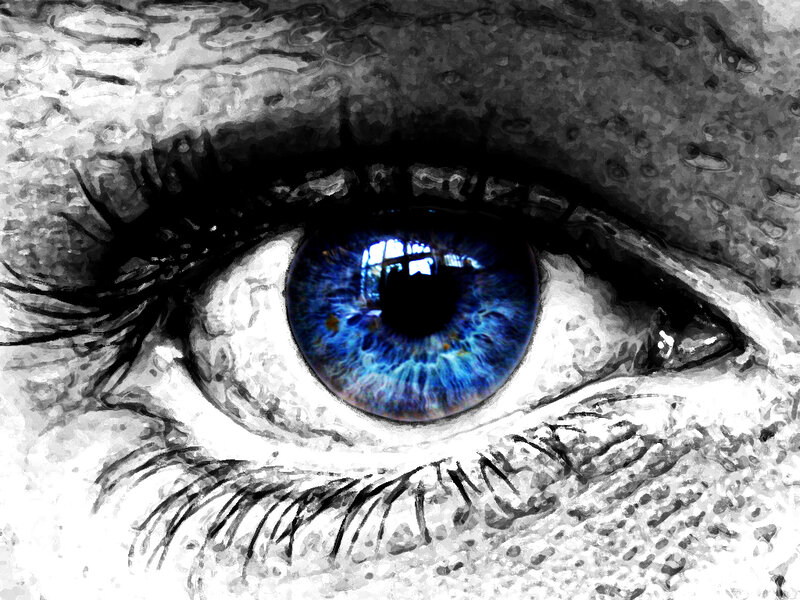 Blue Eye Close-up — Dramatic, Digital Art