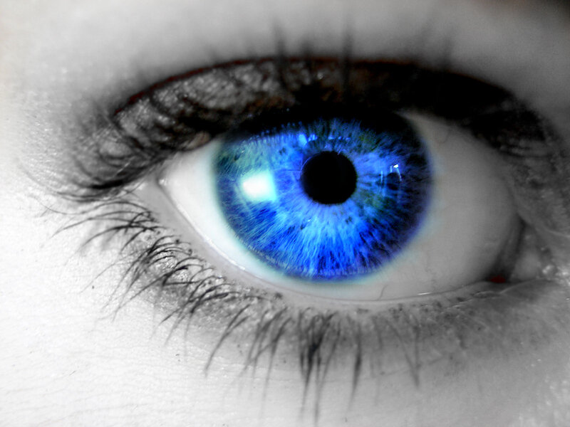 Blue Eye Close-up — Dramatic, Photograph, Eyelashes
