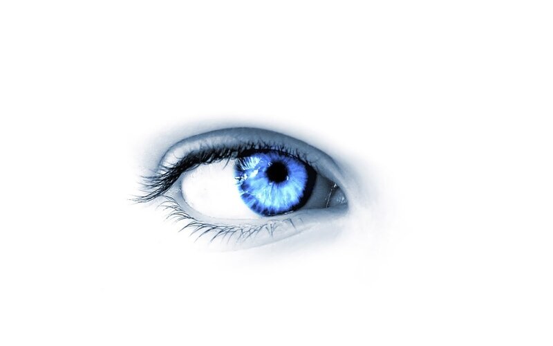 Blue Eye Close-up — White, Dramatic, Photograph, Iris