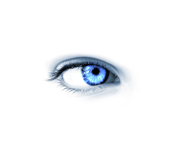 Blue Eye Close-up — White, Dramatic, Photograph