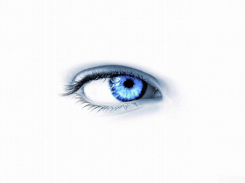 Blue Eye Close-up — White, Dramatic