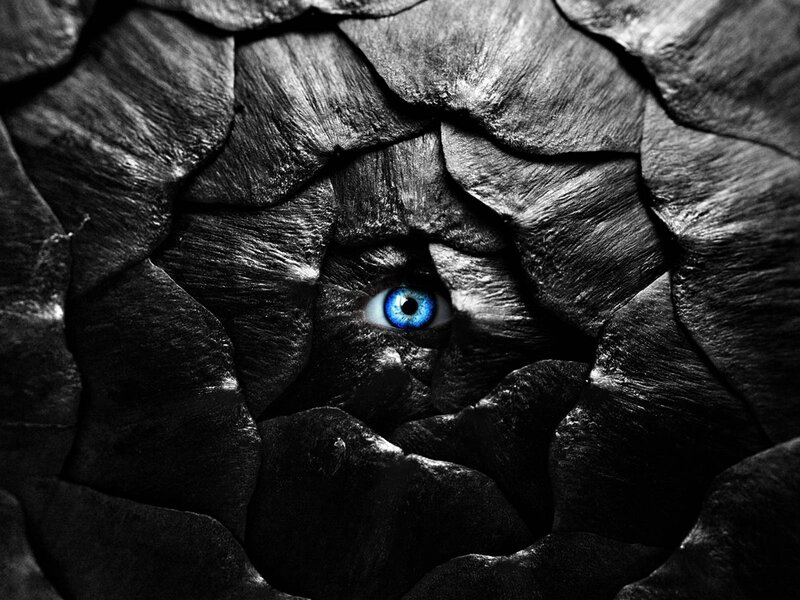 Blue Eye in Dark Texture