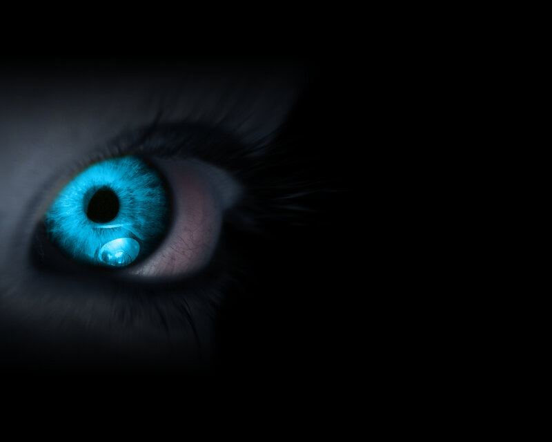 Blue Eye in Darkness — Black, Dramatic, Night, Photograph