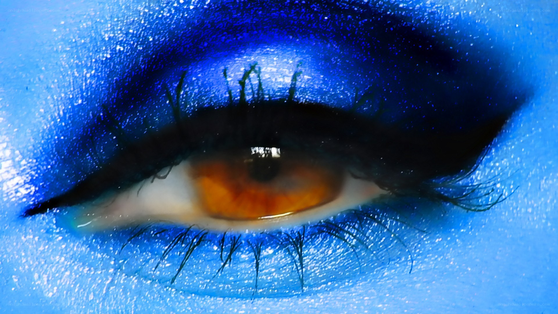 blue eye makeup close-up