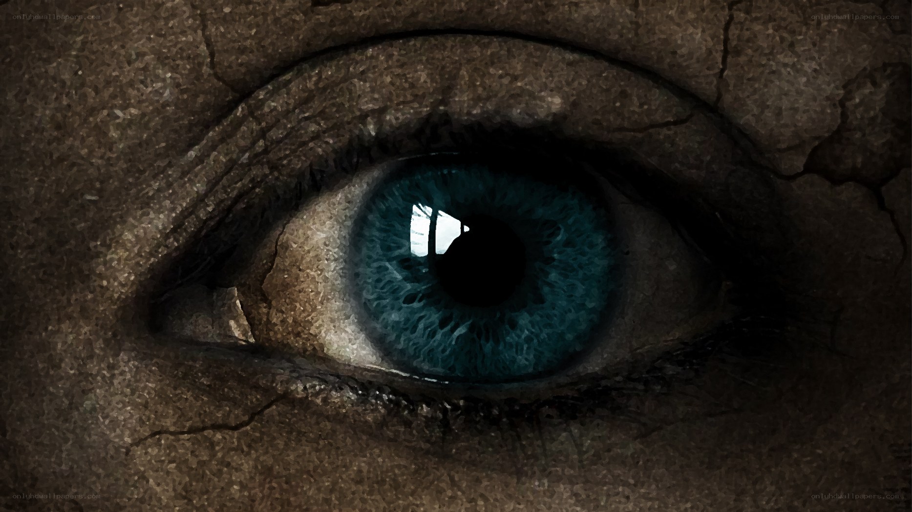 blue eye on cracked skin