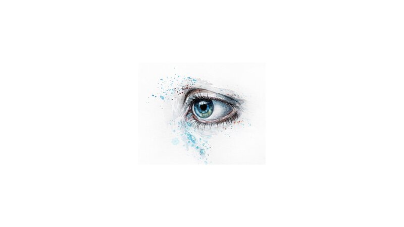 blue eye watercolor painting