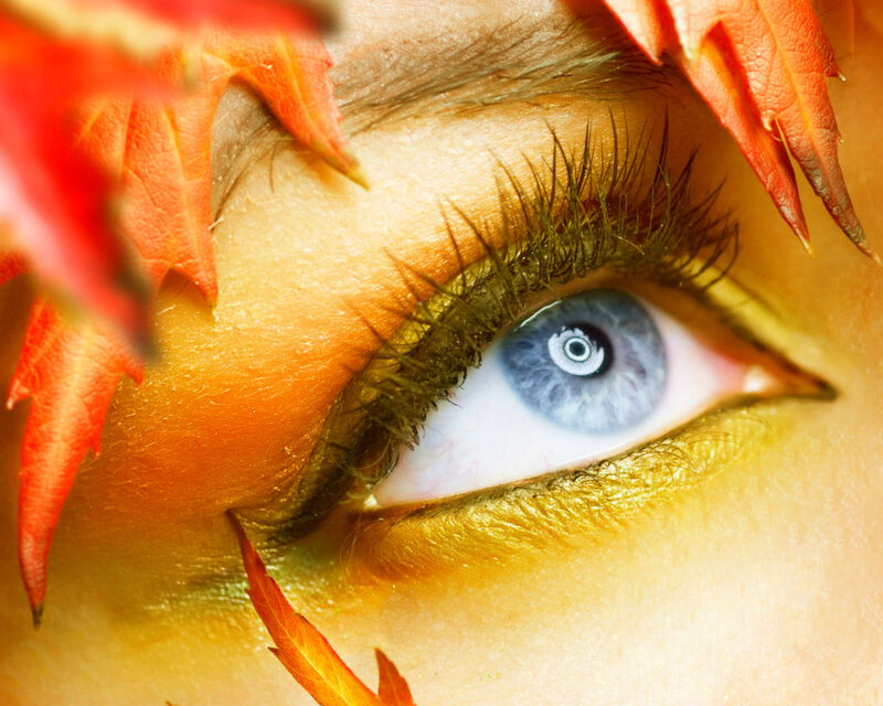 Blue Eye with Autumn Leaves — Orange
