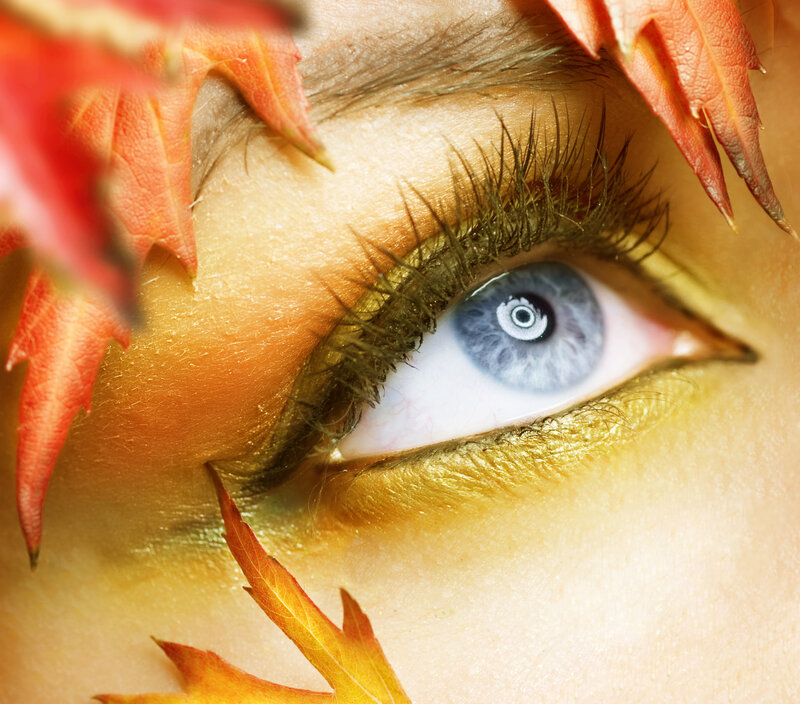 Blue Eye with Autumn Leaves
