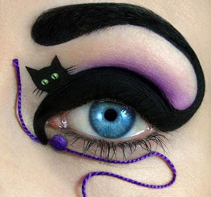 Blue Eye with Cat Makeup